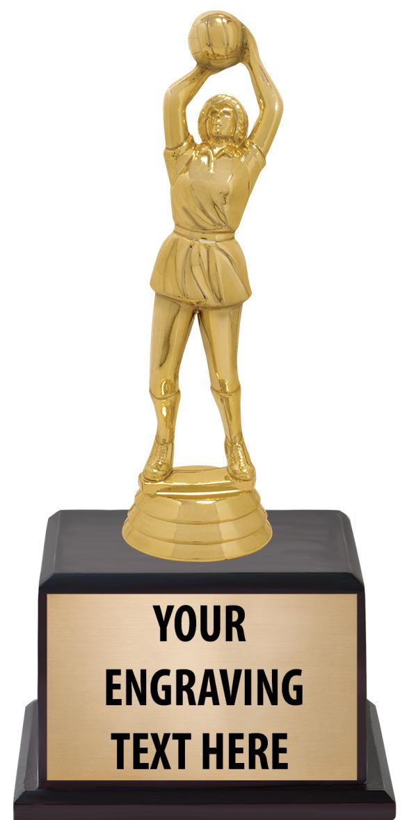 7.5" TROPHY ON BROWN WOOD BASE