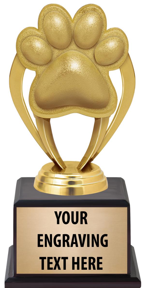 7.5" TROPHY ON BROWN WOOD BASE