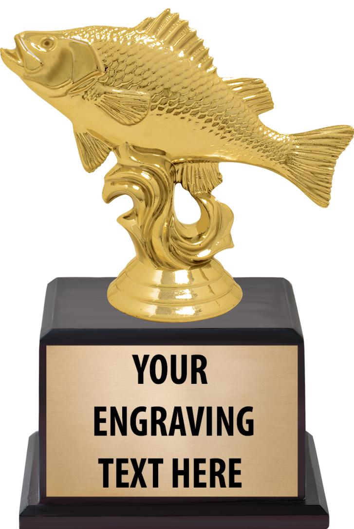 7.5" TROPHY ON BROWN WOOD BASE