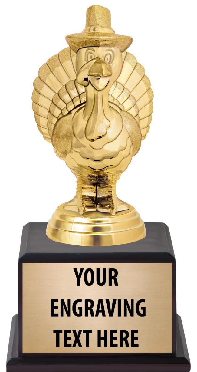 7.5" TROPHY ON BROWN WOOD BASE