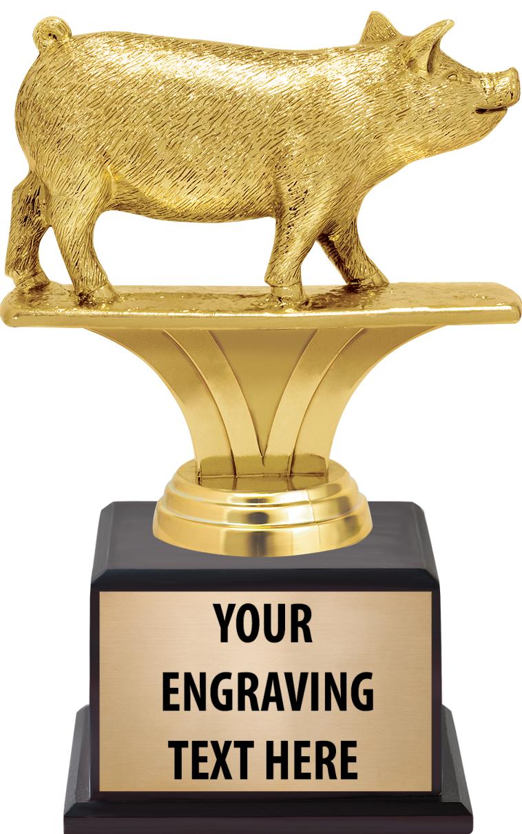 7.5" TROPHY ON BROWN WOOD BASE