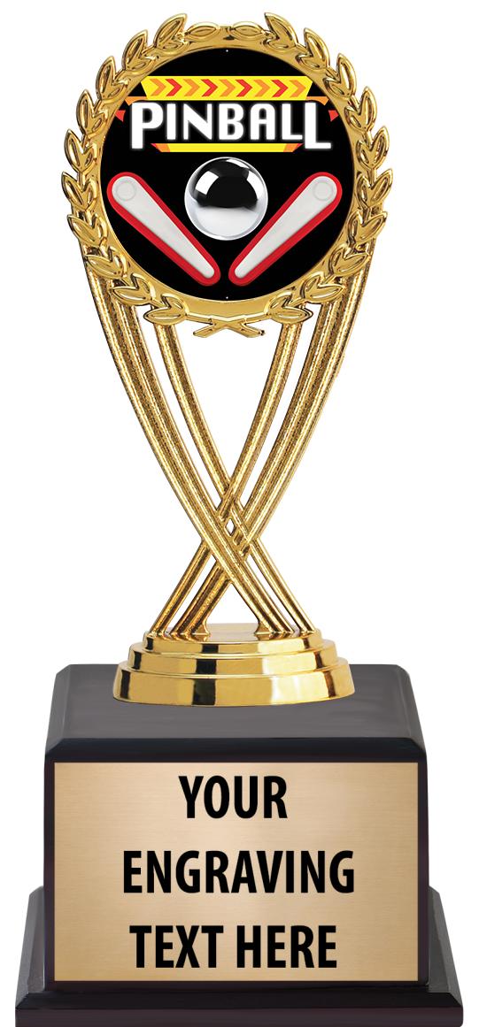 7.5" TROPHY ON BROWN WOOD BASE