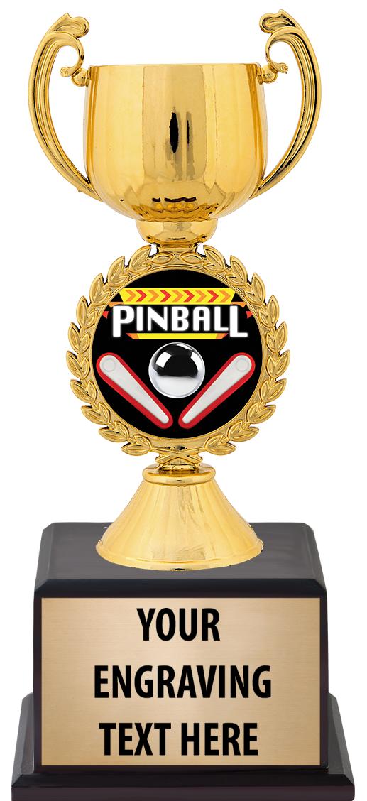 7.5" TROPHY ON BROWN WOOD BASE