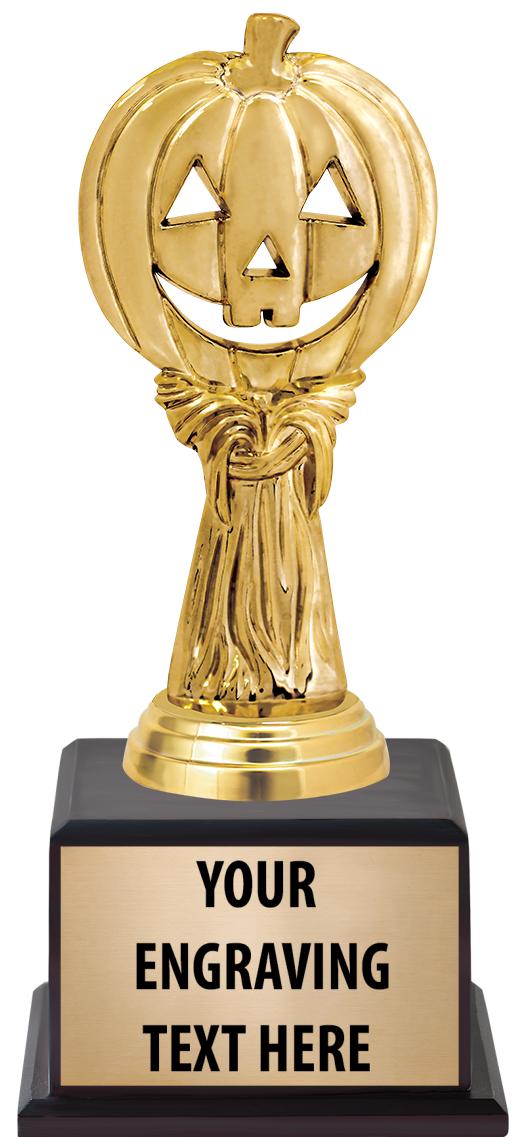 7.5" TROPHY ON BROWN WOOD BASE