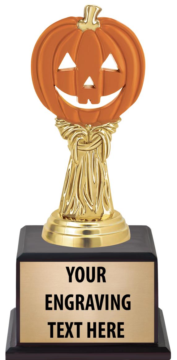 7.5" TROPHY ON BROWN WOOD BASE