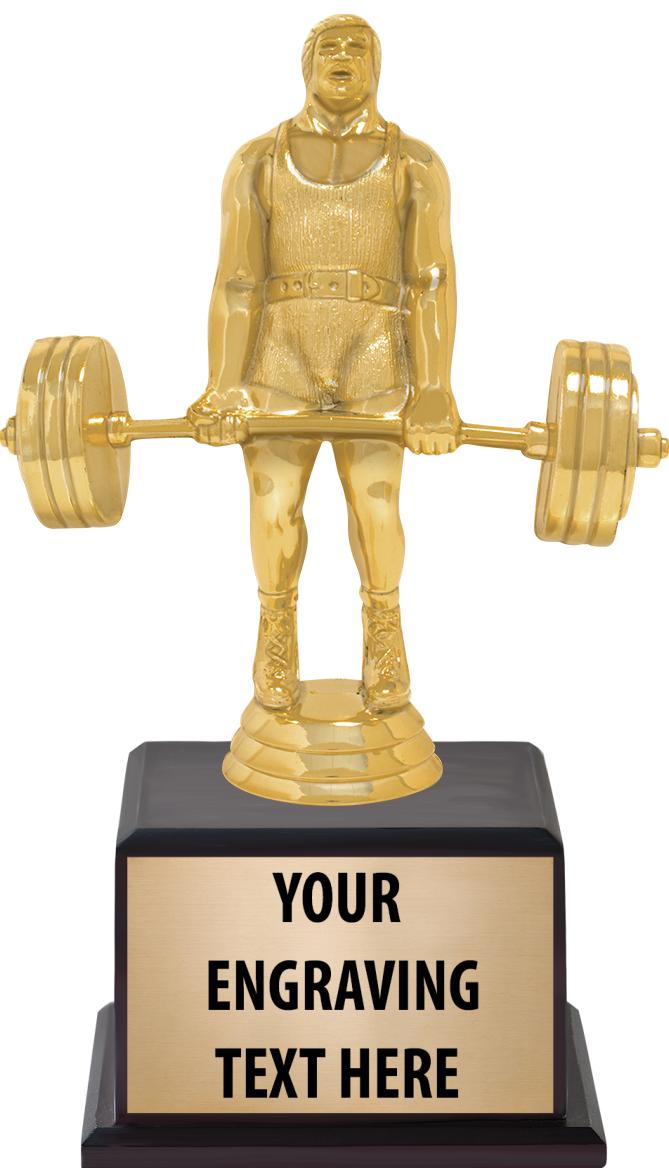 7.5" TROPHY ON BROWN WOOD BASE