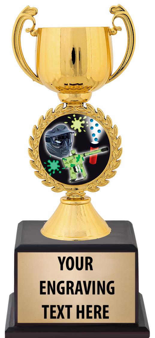 7.5" TROPHY ON BROWN WOOD BASE