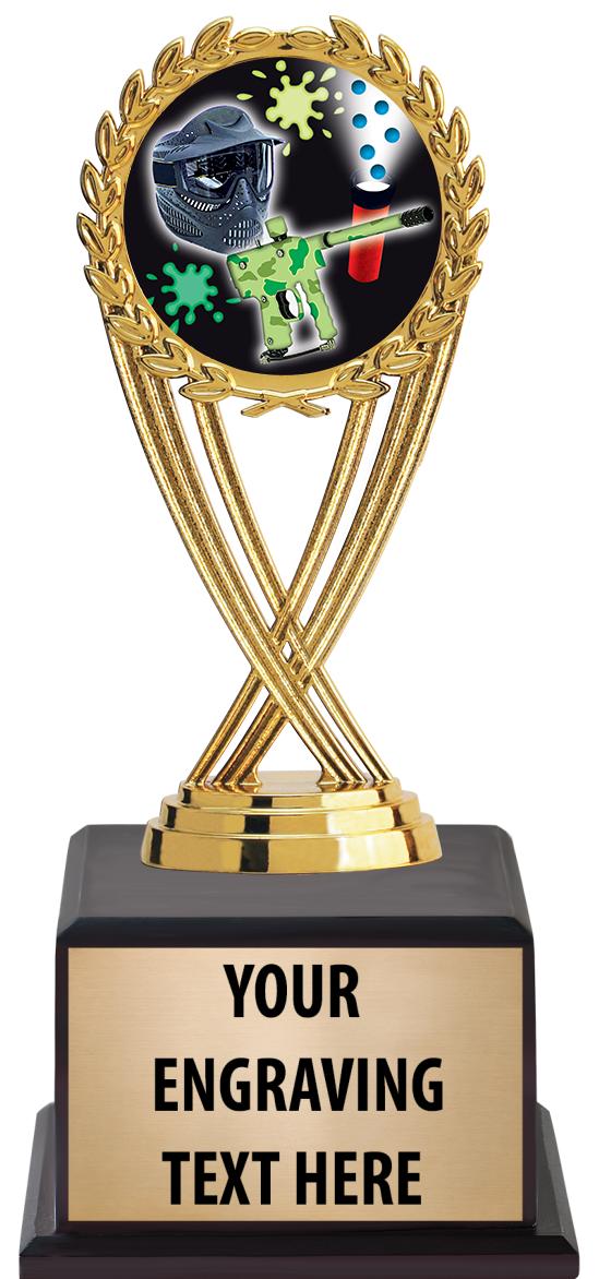 7.5" TROPHY ON BROWN WOOD BASE