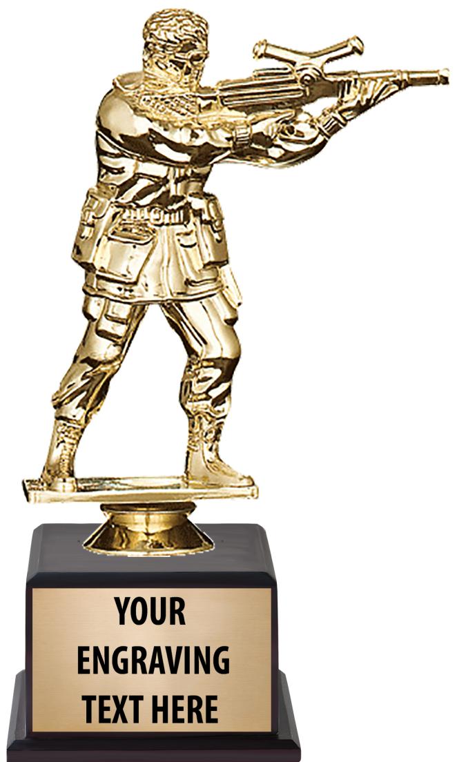 7.5" TROPHY ON BROWN WOOD BASE