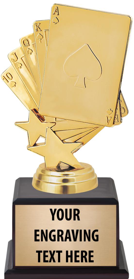 7.5" TROPHY ON BROWN WOOD BASE