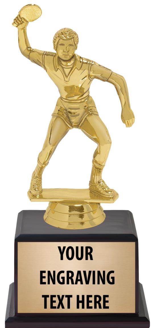 7.5" TROPHY ON BROWN WOOD BASE