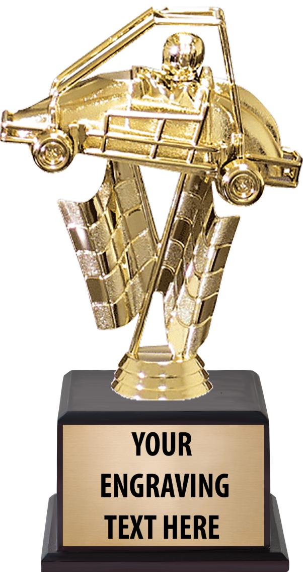 7.5" TROPHY ON BROWN WOOD BASE