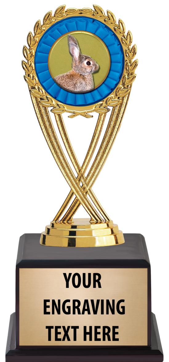 7.5" TROPHY ON BROWN WOOD BASE