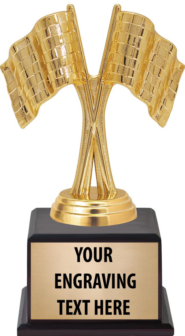 7.5" TROPHY ON BROWN WOOD BASE