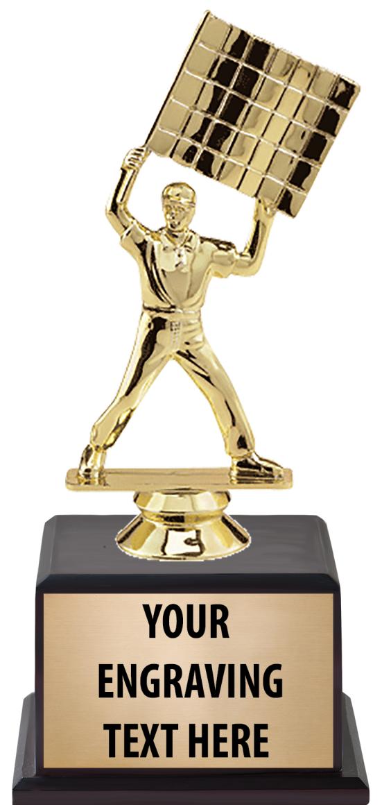 7.5" TROPHY ON BROWN WOOD BASE