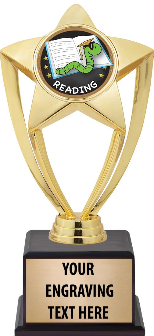 7.5" TROPHY ON BROWN WOOD BASE