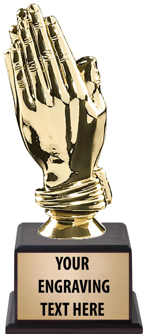 7.5" TROPHY ON BROWN WOOD BASE