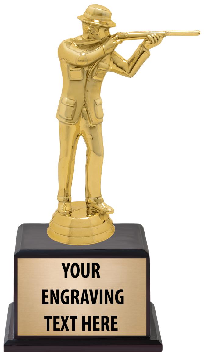 7.5" TROPHY ON BROWN WOOD BASE