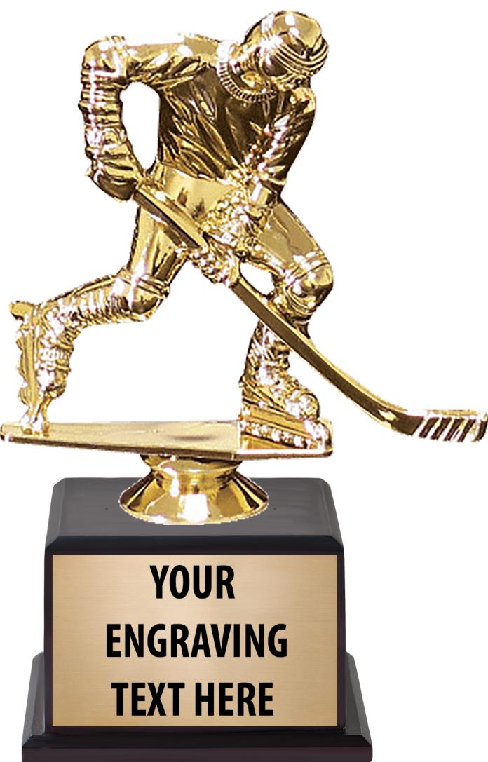 7.5" TROPHY ON BROWN WOOD BASE