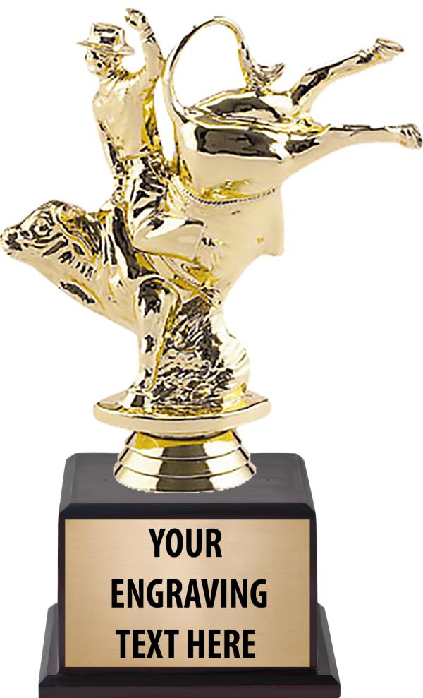 7.5" TROPHY ON BROWN WOOD BASE