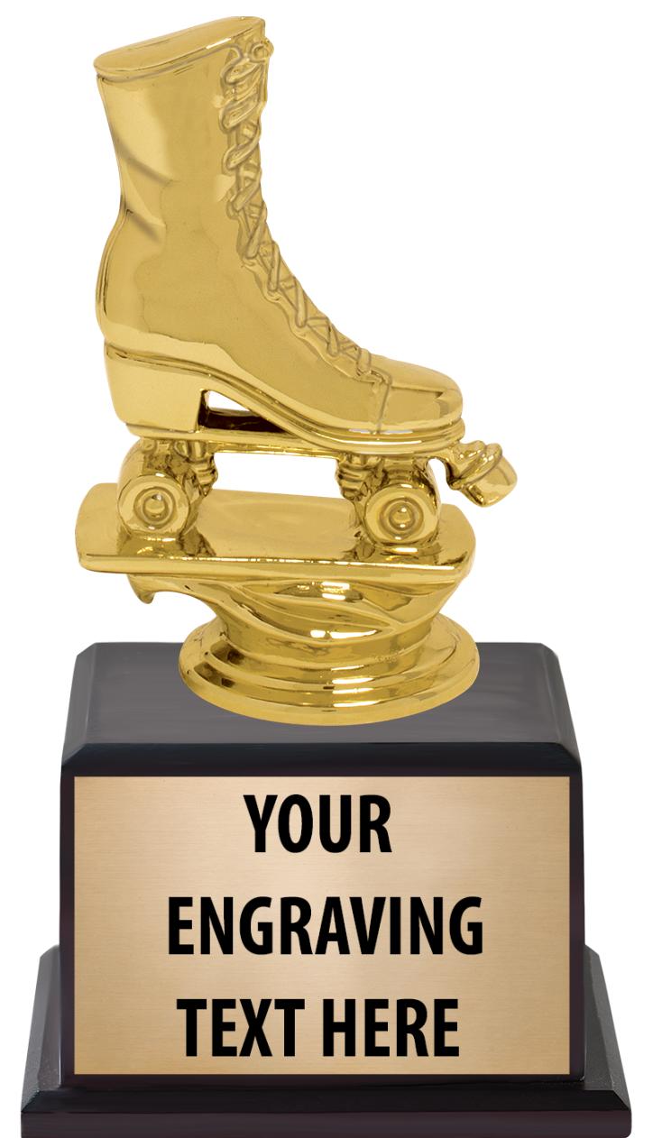 7.5" TROPHY ON BROWN WOOD BASE