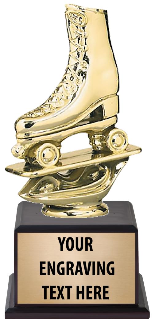 7.5" TROPHY ON BROWN WOOD BASE