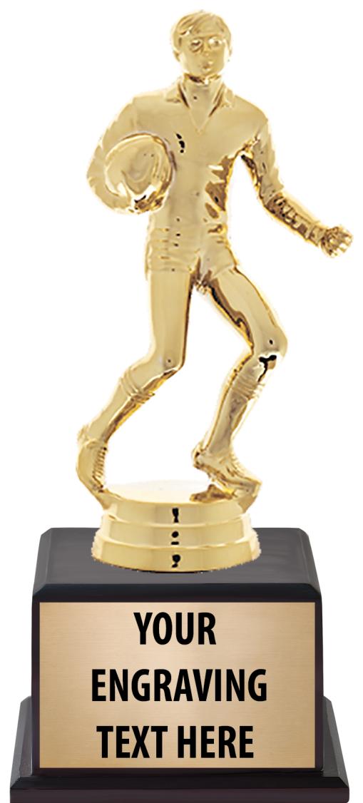 7.5" TROPHY ON BROWN WOOD BASE