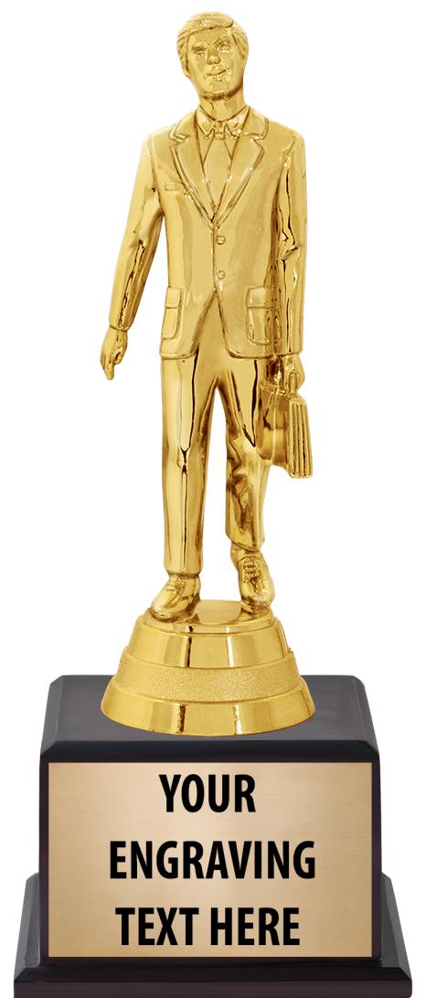 7.5" TROPHY ON BROWN WOOD BASE