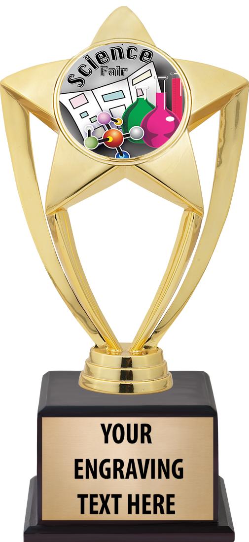 7.5" TROPHY ON BROWN WOOD BASE