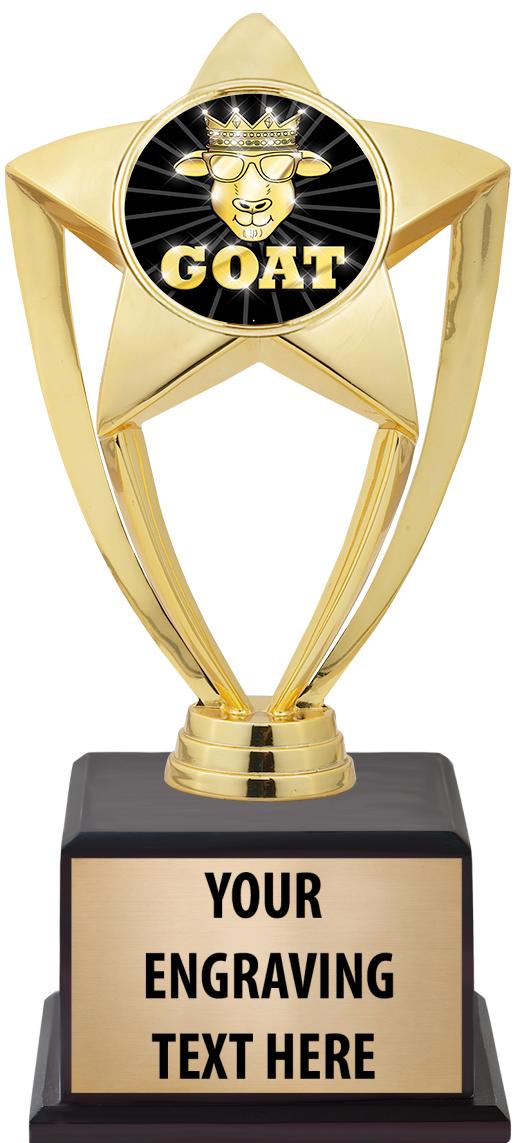 7.5" TROPHY ON BROWN WOOD BASE