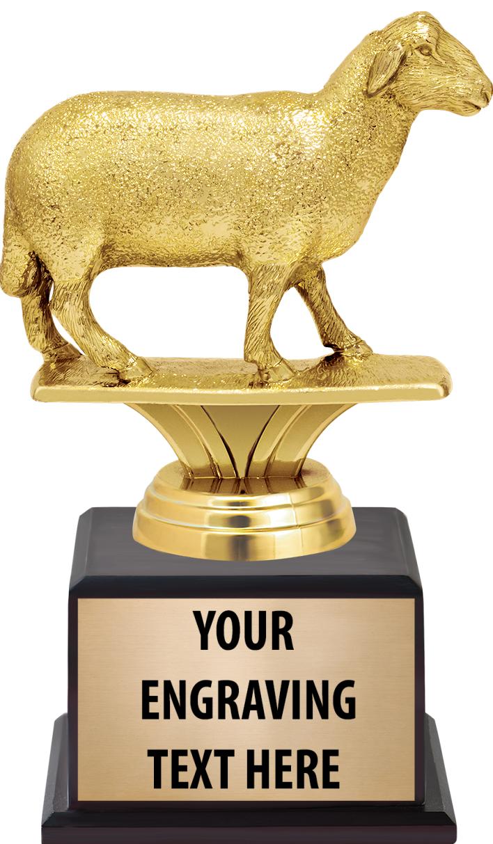 7.5" TROPHY ON BROWN WOOD BASE