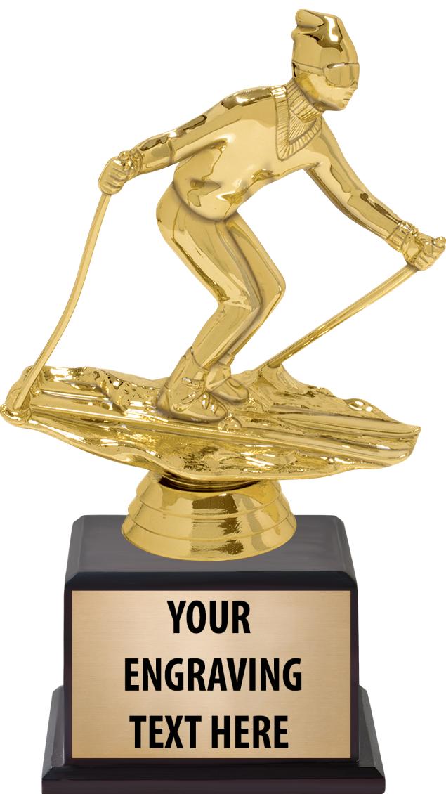 7.5" TROPHY ON BROWN WOOD BASE