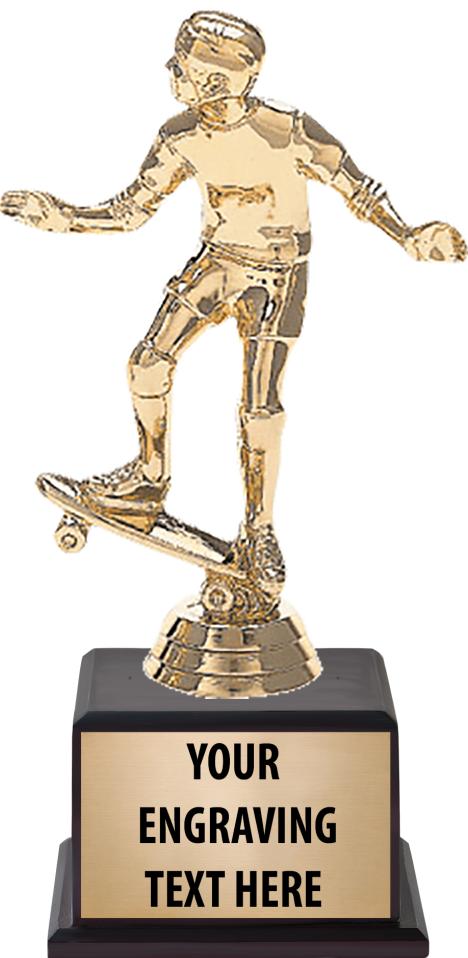 7.5" TROPHY ON BROWN WOOD BASE