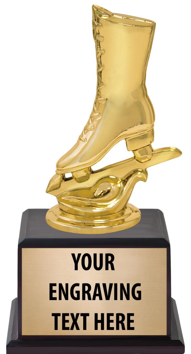 7.5" TROPHY ON BROWN WOOD BASE