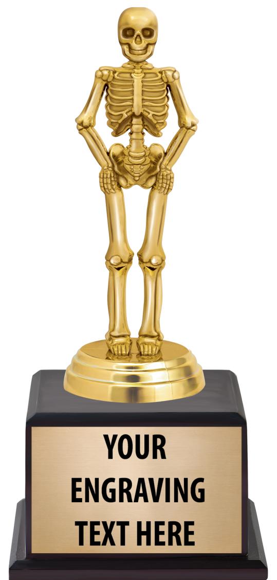 7.5" TROPHY ON BROWN WOOD BASE