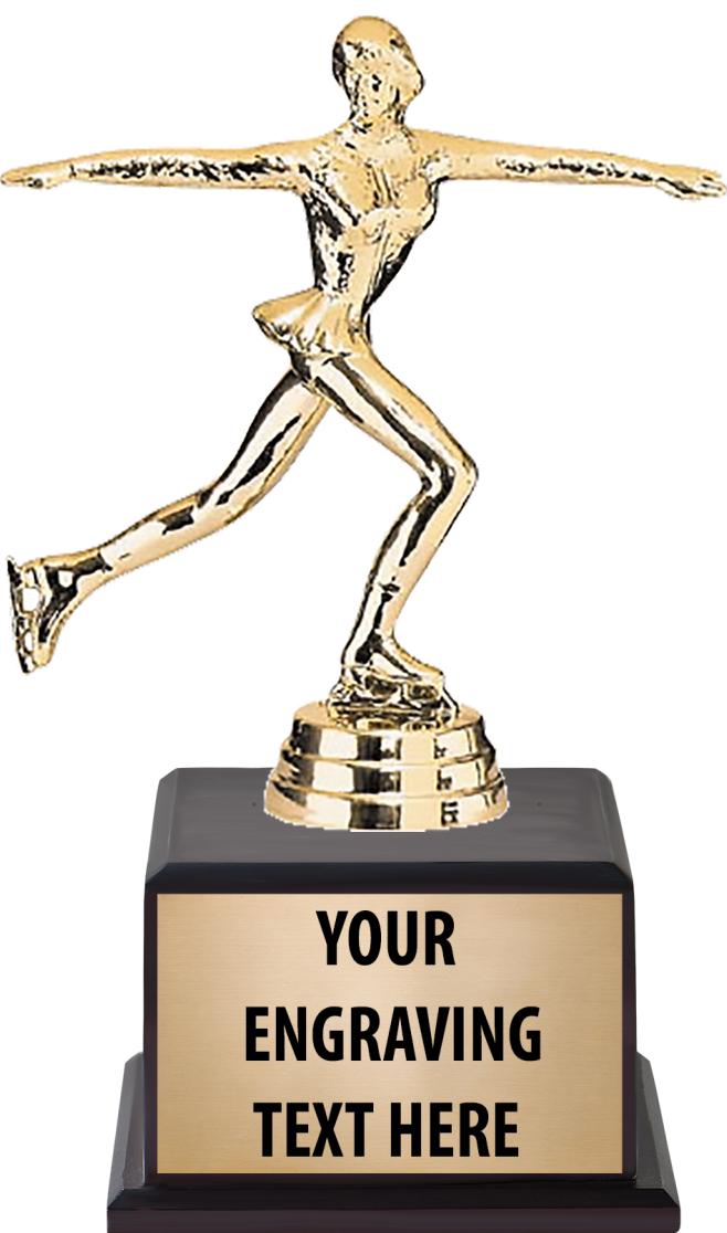 7.5" TROPHY ON BROWN WOOD BASE