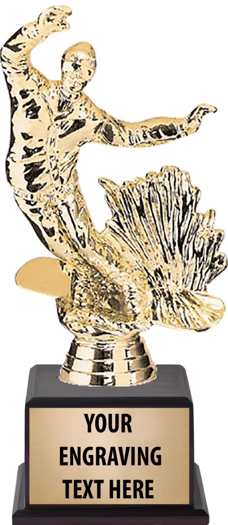 7.5" TROPHY ON BROWN WOOD BASE