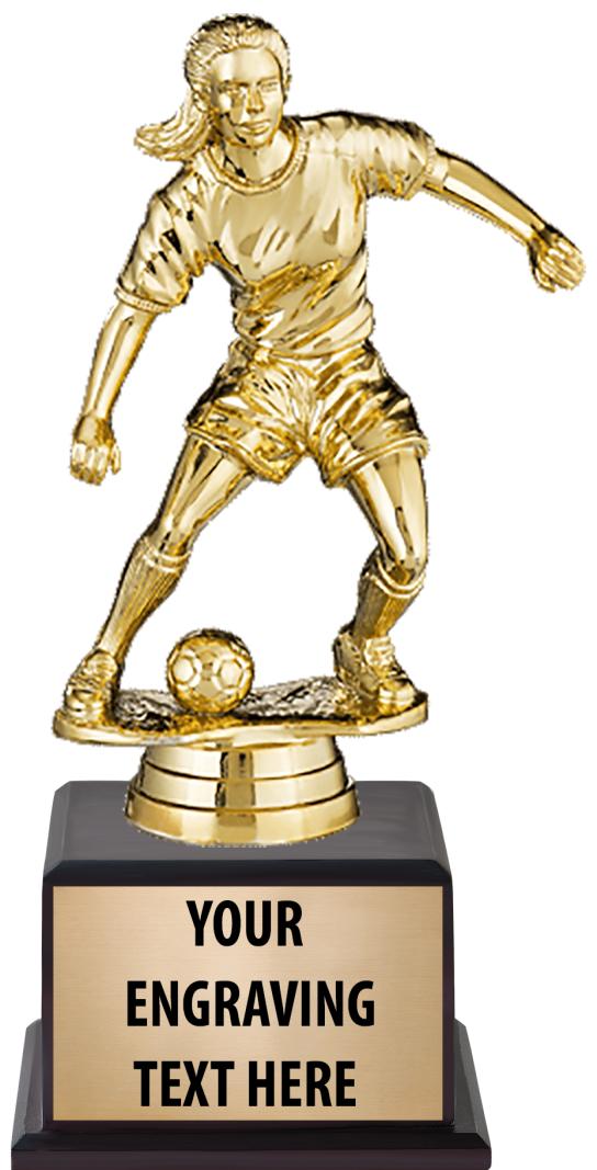 7.5" TROPHY ON BROWN WOOD BASE
