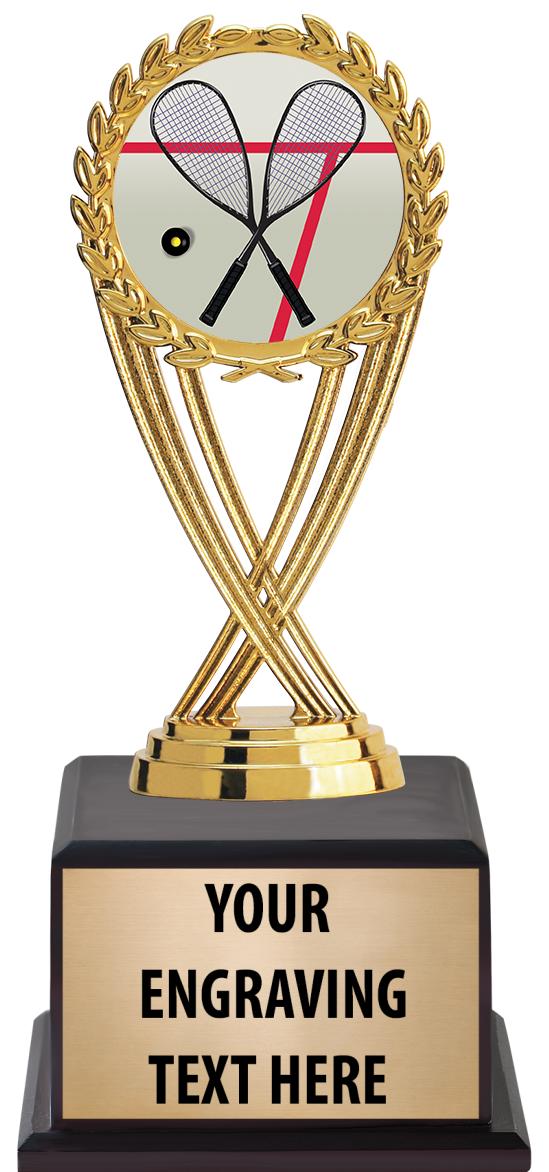 7.5" TROPHY ON BROWN WOOD BASE