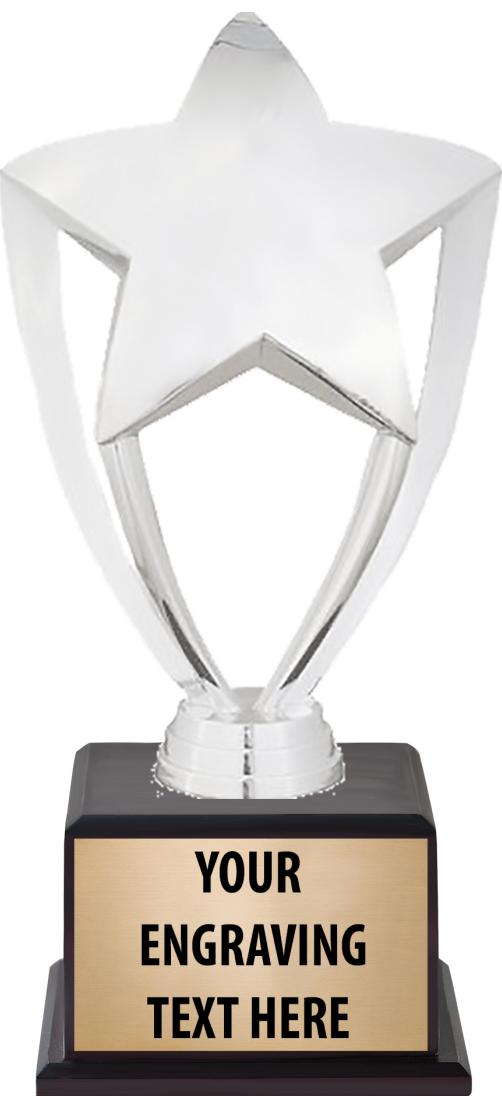 7.5" TROPHY ON BROWN WOOD BASE