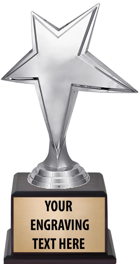 7.5" TROPHY ON BROWN WOOD BASE