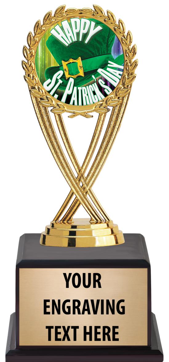 7.5" TROPHY ON BROWN WOOD BASE