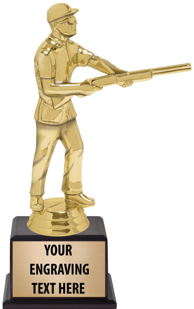 7.5" TROPHY ON BROWN WOOD BASE