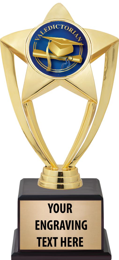 7.5" TROPHY ON BROWN WOOD BASE