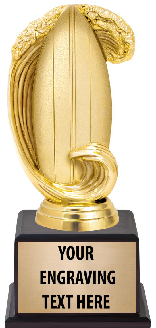 7.5" TROPHY ON BROWN WOOD BASE