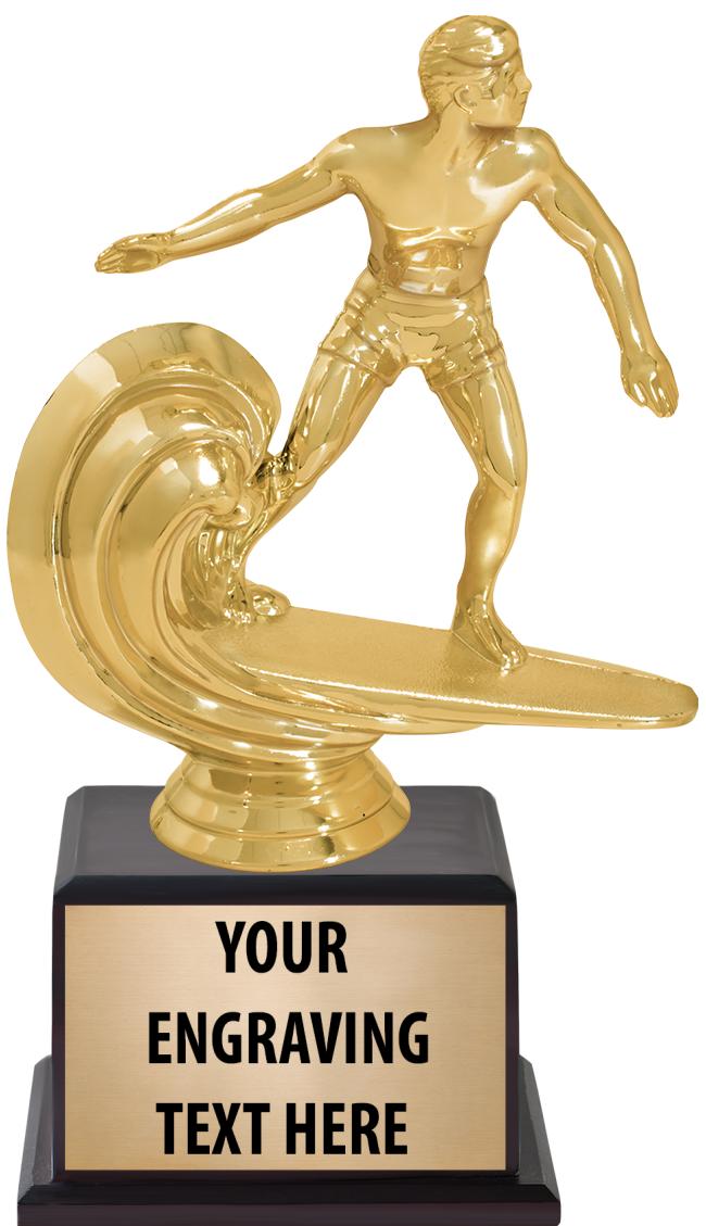 7.5" TROPHY ON BROWN WOOD BASE