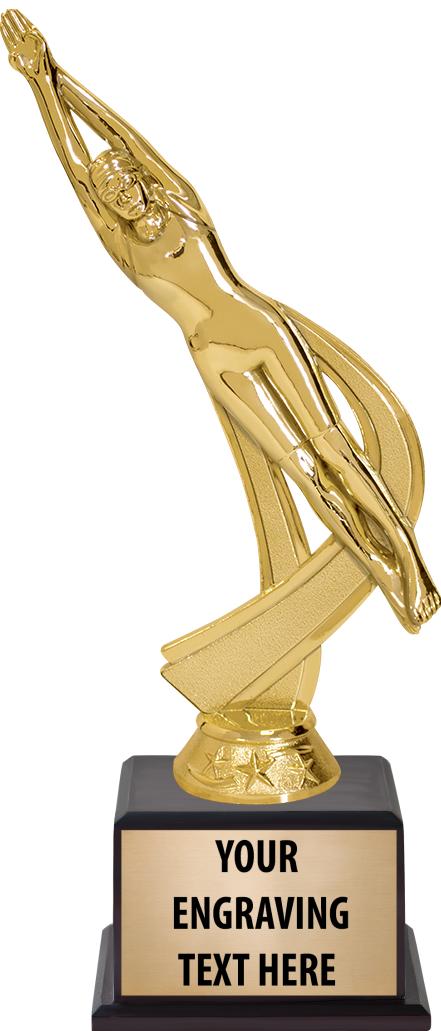 7.5" TROPHY ON BROWN WOOD BASE