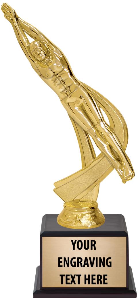 7.5" TROPHY ON BROWN WOOD BASE