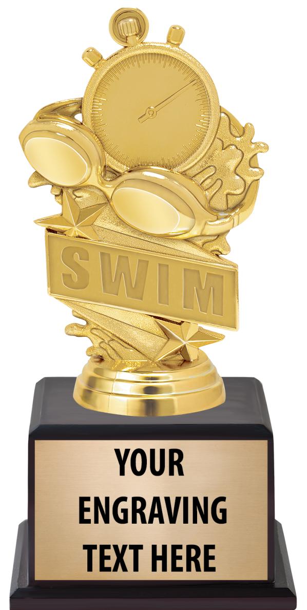 7.5" TROPHY ON BROWN WOOD BASE