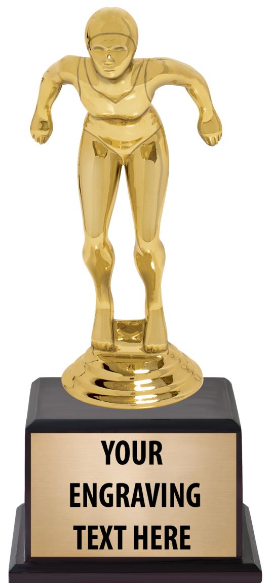 7.5" TROPHY ON BROWN WOOD BASE